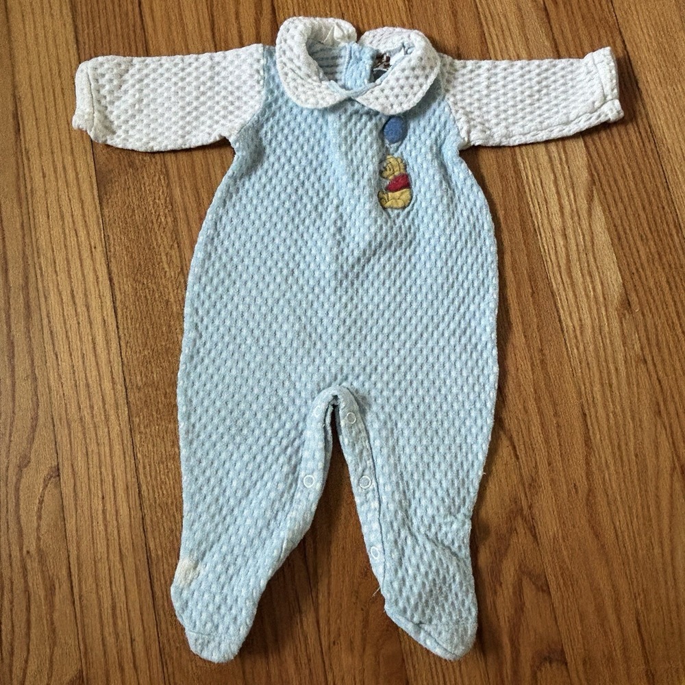 Vintage 80s Winnie The Pooh Baby‎ Newborn Small 0-11 Lbs One Piece Sleeper Suit
